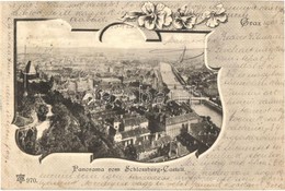 T3 1903 Graz, Panorama Vom Schlossberg Castell / View From The Castle, Bridges. Kunstanstalt A. Fabian & Comp. Art Nouve - Unclassified