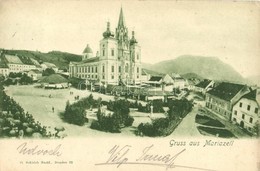 T2/T3 1901 Mariazell, Pilgrimage Church, Shops, Guest House, Inn. O. Schleich Nachf. (EK) - Non Classificati