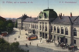 ** T1 Sankt Pölten, K.k. Staatsbahnhof / Railway Station With Tram - Zonder Classificatie