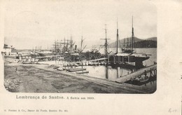 T2/T3 Santos, Lembranca, A Bahia Em 1889 / Port, Sailing Ship (small Tear) - Zonder Classificatie