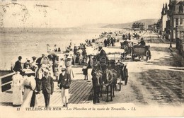 T2/T3 Villers-sur-Mer. Les Planches Et La Route De Trouville / Beach, Street View, Horse-drawn Carriage (EK) - Unclassified