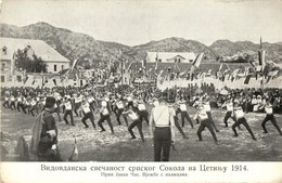 T2/T3 1914 Cetinje, Cettigne; Vidovdan Ceremony Of The Serbian Sokol Students. Njegoch + K.u.K. 2/4. Sappeurkompagnie  N - Non Classés