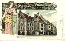 T2 München, Hofbräuhaus / Brewery, Beer Hall. Moch & Stern Art Nouveau, Floral Litho - Unclassified
