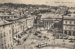 T2 Genova, Genoa; Piazza De Ferrari, Il Secolo XIX / Square, Trams, Automobiles - Unclassified