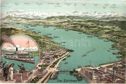 ** T2/T3 Zürisee, Lake Zurich, Zürichsee; Map, SS Helvetia. Dampfschiffahrt Auf Dem Zürichsee (non PC) - Unclassified
