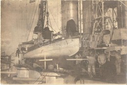 ** T2 Els? Világháborús Osztrák-magyar Hadihajó Oldalcsónakja A Fedélzeten Matrózokkal / WWI K.u.K. Kriegsmarine Warship - Unclassified