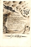 T2 1942 Valahol Oroszországban. Emléklap / WWII Hungarian Military Art Postcard From Russia - Unclassified