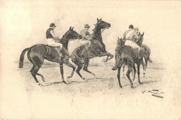 T2 Racing Horses With Jockeys, Art Postcard, M. M. Vienne M. Munk Nr. 462. S: G. Wright - Non Classés
