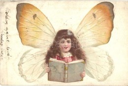 * T2/T3 Girl With Butterfly Wings. Litho (worn Corner) - Unclassified