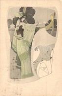 T2/T3 1908 Art Nouveau Lady Playing On The Harp. Déposé Serie 203. S: S. Hauby  (EK) - Zonder Classificatie