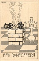 ** T2/T3 Een Dameoffer!!! / Dutch Chess Art Postcard, Humor. S: J. Rotgans (EK) - Unclassified