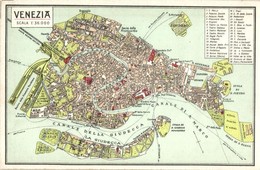 ** T1/T2 Venice, Venezia. Map With Hotel Union Advertisement On The Backside - Unclassified