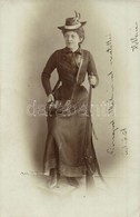 T2/T3 1902 Lady In Hunting Equipment With Gun. Photo (fl) - Zonder Classificatie