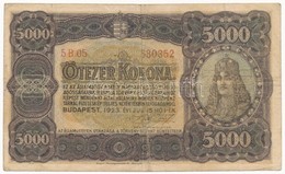 1923. 5000K 'Magyar Pénzjegynyomda Rt. Budapest' T:III,III-
Adamo K39 - Zonder Classificatie