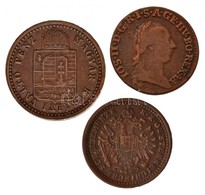 1781S 1/4kr Cu 'II. József' + 1891KB 1kr Cu 'Fiume Címer' + Ausztria 1885. 5/10kr Cu T:2,2- - Zonder Classificatie