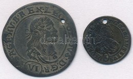 Vegyes: 1671K-B 6kr Ag 'I. Lipót' Körmöcbánya (2,6g) + Osztrák Államok / Olmütz 1704. 1kr Ag 'III. Károly József' (0,85g - Unclassified