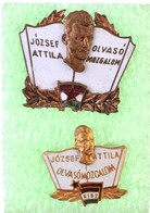 ~1970. 'József Attila Olvasó Mozgalom' (2xklf) Zománcozott Fém Jelvény (30x25mm/22x21mm)) T:1- - Unclassified