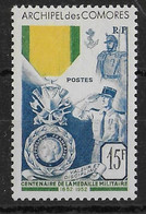 COMORES - 1952 - YT N° 12 ** MNH - COTE = 66 EUR. - MEDAILLE MILITAIRE - Ongebruikt