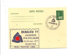 ENTIER BEQUET REPIQUE BEAULIEU77 JOURNEES PHILATELIQUES à NANTES 1978 - Overprinter Postcards (before 1995)