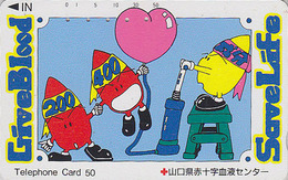 Télécarte Japon / 350-2601 - CROIX ROUGE - Don Du Sang Blood Ballon Balloon - RED CROSS Japan Phonecard -  580 - Publicité