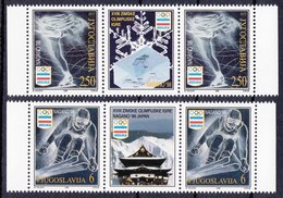 Yugoslavia 1998 Winter Olympic Games Nagano, Figure Skating, Skiing, Japan, Middle Row MNH - Hiver 1998: Nagano