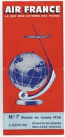 1958  15 Août AIR FRANCE Lignes France Espagne 6 Pages Format 1/3 De A4 - Tijdstabellen