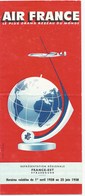 1958  1 Avril Au 25 Juin AIR FRANCE Lignes Au Départ De Strasbourg 8 Pages Format 1/3 De A4 - Horarios