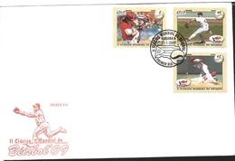 J) 2009 CUBA-CARIBE, II WORLD CLASSIC OF BASEBALL, FINAL POSITION IN THE CLASSIC I, MULTIPLE STAMPS, SET OF 3 FDC - Storia Postale