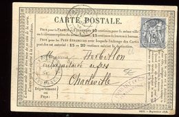 Carte Précurseur De Vrigne Aux Bois Pour Charleville En 1876 - Precursor Cards