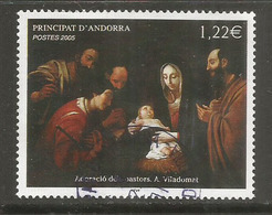 Adoration Des Bergers, Tableau Viladomat, Peintre Catalan, 1 Timbre Oblitéré 1 ère Qualité - Used Stamps