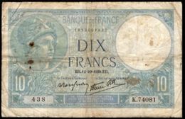 10 FRANCS MINERVE 12.10.1939 F:7/11 - 10 F 1916-1942 ''Minerve''