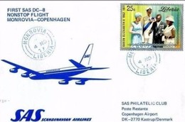 SAS - 4 11 77 FFC DC 8 MONROVIA - COPENHAGEN - Airplanes