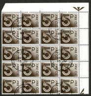 RB 1213 - Super Corner Block Of 20 X 5p GB Postage Stamps - Fine Used - Taxe