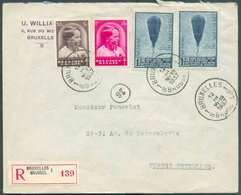 N°354(x2)(PICCARD)-441-443 (Prince BAUDOUIN) Obl. Sc BRUXELLES 1 Sur Lettre Recommandée Du 12-III-1937 à Mr. R. Poncele - Storia Postale