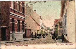 1 Oude Postkaart Kontich  Contich Magdalene Straat Uitgever Van Den Bosch Zusters 1905 Gekleurde Kaart, Reclame SINGER - Kontich