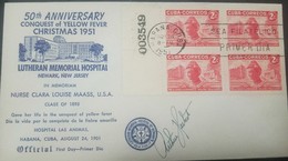 O) 1951 CUBA-CUBA,CARIBBEAN -FOR SCIENCE AND HUMANITY IN PEACE AND WAR, NURSE -CLARA LOUISE MAASS AND HOSPITALS-SCT 462- - Cartas & Documentos