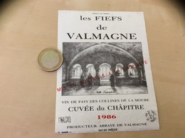 Etiquette De Vin « VIN DE PAYS DES COLLINES DE LA MOURE - Les FIEFS De VALMAGNE - MÈZE (34)» 1986 - Languedoc-Roussillon