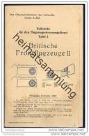 Falttafeln Für Den Flugzeugerkennungsdienst Tafel 2 - Britische Frontflugzeuge II - Ausgabe Februar 1942 - 5. Zeit Der Weltkriege