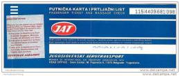 JAT - Jugoslovenski Aerotransport 1989 - Belgrade Singapore Bangkok Belgrade - Billetes
