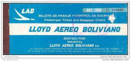 LAB - Lloyd Aereo Boliviano 1975 - La Paz Asuncion - Billetes