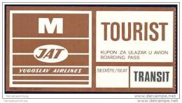 Boarding Pass - Transit - JAT Yugoslav Airlines - Carte D'imbarco