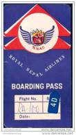 Boarding Pass - RNAC Royal Nepal Airlines - Carte D'imbarco