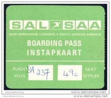 Boarding Pass - SAL-SAA Suid Afrikaanse Lugdiens - South African Airways - Carte D'imbarco