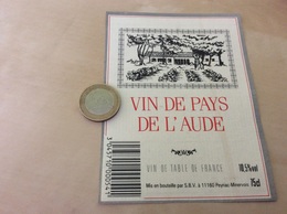 Étiquette « VIN DE PAYS DE L’AUDE - SBV - Peyriac-Minervois (11)» - Languedoc-Roussillon