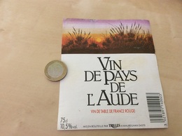 Étiquette * « VIN DE PAYS DE L’AUDE - TRILLES - MAUREILHAN (34)» (couché De Soleil) - Languedoc-Roussillon
