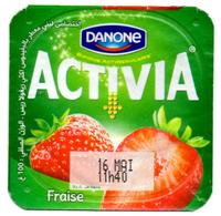 Opercule Cover Yaourt Yogurt " Danone " ACTIVIA Fraise Strawberry Yoghurt Yoghourt Yahourt Yogourt - Opercules De Lait