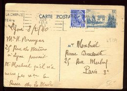 Entier Postal De Lyon Pour Paris En 1940 - Standaardpostkaarten En TSC (Voor 1995)