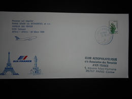 Turquie Lettre D Izmir 1988 Pour Paris , Premier Vol Regulier Izmir Paris - Corréo Aéreo