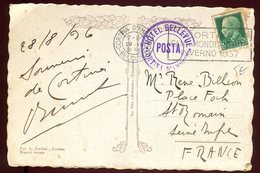 Italie - Affranchissement De Cortina Sur Carte Postale En 1936 , Cachet De L 'hôtel Bellevue - Marcofilía