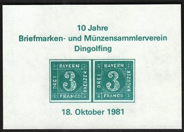Germany 1981 / Stamp Exhibition Dingolfing / Drei Kreuzer, Bayern / Nachdruck, Vignette, Cinderella - Erinnofilie